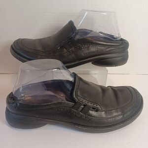 Merrell Shoes Womens 9 Leather‎ Tetra Wave Slide Black Clogs Comfort Slip On